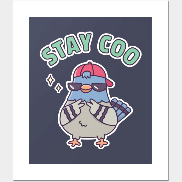 Cool Pigeon, Stay Coo Pun Funny Wall Art by rustydoodle